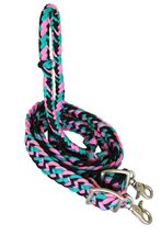Horse Challenger Western Nylon Braided Roping Knotted Barrel Reins Pink ... - $21.77