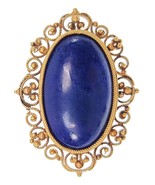 Antique Etruscan Revival 18k Gold Oval Blue European Lapis Lazuli Brooch - $22,523.91 MXN