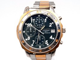 Mens Gruen Chronograph GR407 Watch New Battery Green Date Dial Two-Tone 40mm - £40.20 GBP