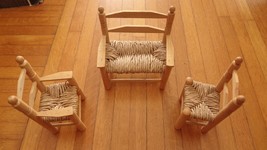 VINTAGE Doll Furniture Wicker Rattan - Sofa, Two Chairs, One With Arms - $32.73