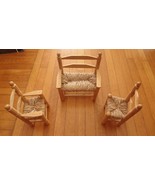 VINTAGE Doll Furniture Wicker Rattan - Sofa, Two Chairs, One With Arms - €28,62 EUR