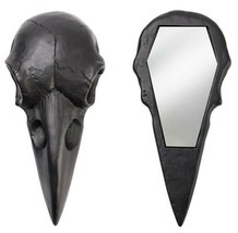 Alchemy Gothic Raven Skull Casket Hand Mirror Black Resin Gift Decor Coffin V99 - £16.47 GBP