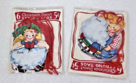 MIP Christmas Die Cut Gift Tags Boy w Trains Girl w Holly in Hair 6 Each... - $18.32