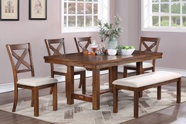 Livada 6-Piece Mid Century Style Dining Set in Wood Finish - $988.02