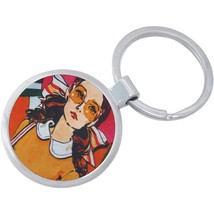 Woman In Orange Keychain - Includes 1.25 Inch Loop for Keys or Backpack - £8.47 GBP