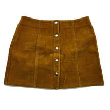 Forever 21 Mustard Yellow Corduroy Mini Skirt Snap Front Ribbed Size Small  - £15.00 GBP