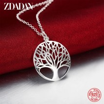 ZDADAN 2021 New Arrival 925 Silver Tree Of Life Necklace For Women Fashion Weddi - £14.17 GBP