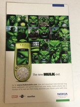 2003 Nokia Incredible Hulk Out Phone Vintage Print Ad pa6 - £6.38 GBP