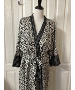 Natori Sz L Black White Red Long Kimono Robe Sash Belt Silky Satin Parti... - €28,36 EUR