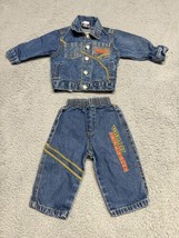 Urban Extreme Boys 2 Piece Jean Pants Jacket Set 3-6 Toddler Embroidered Logo - £16.45 GBP