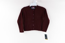 NOS Vintage Childrens 6 School Uniform Button Knit Cardigan Sweater Burg... - $29.65