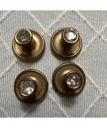 4 Vintage Men&#39;s Rhinestone Shirt Cuff links Studs Brass Metal Extra Rhin... - $17.25 CAD