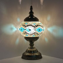 Turkish Lamp Mosaic Glass Decorative Table Lamp For Bedroom, Living Room, Morocc - £48.74 GBP