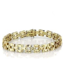 LOS601 - Gold 925 Sterling Silver Bracelet with AAA Grade CZ  in Champagne - $2,106.92 MXN