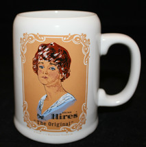 Drink Hires Root Beer &quot;The Original&quot; White Ceramic Stein Soda Mug Cup Lady - £40.01 GBP