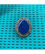 Vintage Style Blue Oval Brooch - $334.15 MXN