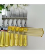 7X DF Yellow Vtg Martha Stewart MSE Stainless Acrylic Flatware Lot Dinne... - $33.93 CAD