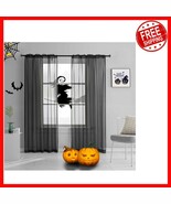 Light-Filtering Black Sheer Curtains 2 Panels - Elegant Home Decor Adorn... - $53.02 CAD
