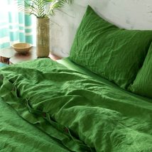 Moss Green Cotton Duvet Cover, Duvet Cover with Buttons, Softened Duvet Full Dou - £53.87 GBP+