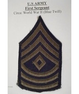U.S. ARMY FIRST SERGEANT ( CIRCA: WORLD WAR 2 ) BLUE TWILL LOT 25 - £10.05 GBP
