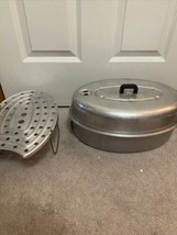 Vintage Wear-Ever 3 pc Aluminum Oval Roaster Pan &amp; RACK Vent Made in USA No 2635 - £22.74 GBP