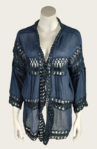 Anthropologie Womens One Size Evelyn K Tiered Boho Crochet Cover-up Kimono - £25.51 GBP