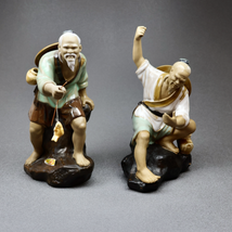 Shiwan Chinese Mudman Mud Men Fishing Lot of 2 Figurines - $34.95