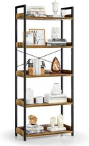 Appolyn 5 Tier Bookshelf With 2 Hooks, Tall Bookcase, Modern Book, Vintage - £92.00 GBP