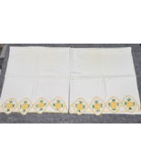 Hand Crochet Set Of 2 Pillowcases Yellow 3D Effect Roses Crochet Edges V... - $26.41