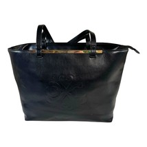 Christian Lacroix Black Leather Tote Bag Polka Dot Interior 16” x 11” Ha... - £18.02 GBP