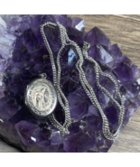 Vintage Religious Silver Tone Rosary Pill Snuff Box Necklace Catholic KG JD - $10.85 CAD