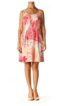 Ann Taylor LOFT Pink Graphic Print Retro Fit &amp; Flare Pocketed Dress Wome... - £27.66 GBP