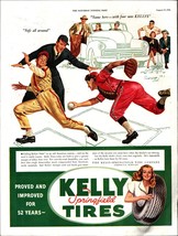 Vintage 1946 Kelly Springfield Tires Full Page Original Color Ad basebal... - $24.11