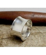 Solid Wide Concave Band Ring 925 Sterling Silver, Handmade Unisex Silver... - £83.01 GBP