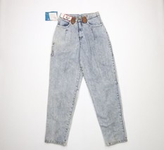 NOS Vintage 90s Streetwear Mens 30x34 Leather Trim Acid Wash Tapered Leg... - $79.15