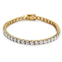 50 CTW Round Cut VVS1 Diamond 14K Yellow Gold Over Silver Tennis Bracelet 7.25&quot; - £112.10 GBP