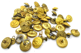 Lot of 67 Brass Military Buttons - £61.44 GBP