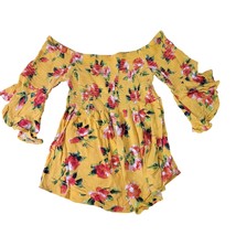 Ambiance medium yellow floral off the shoulder blouse - $8.00