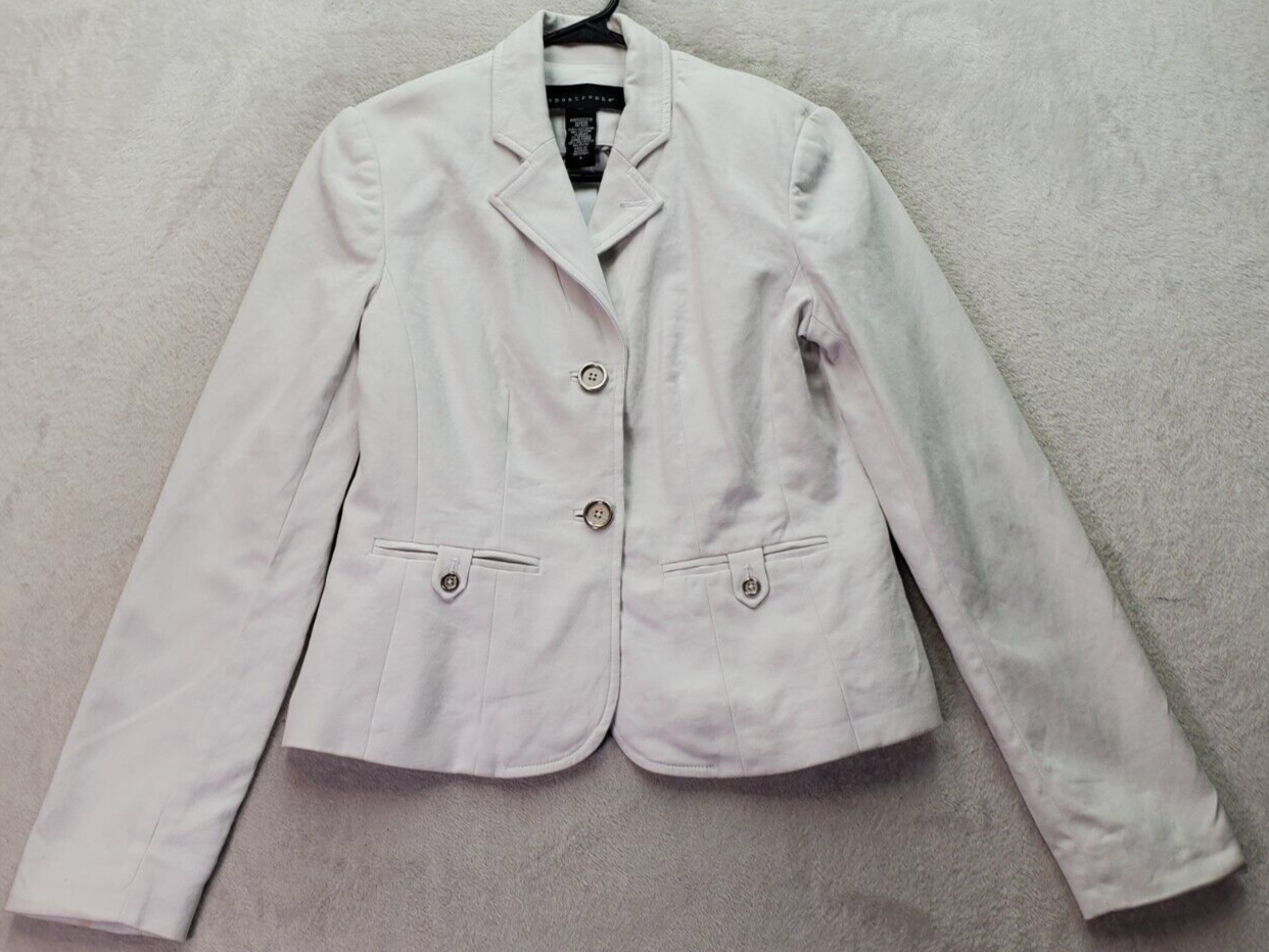 Primary image for Apostrophe Blazer Jacket Women's Size 4 White Cotton Single Breasted Two Button