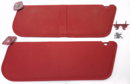 1987-1996 Ford F-150 F-250 F-350 Bronco LH RH Sunvisors OEM Pair Red Cloth - $71.02
