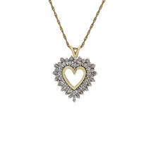 0.75 Carat Round Cut Diamond Heart Shape Necklace 14K Yellow Gold - $711.81