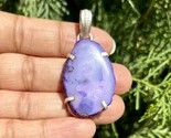 925 Sterling Silver Plated, Purple Druzy Geode Agate Stone Pendant, Heal... - $12.73