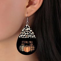 Ard pumpkin print leather halloween earrings for women 2021 fashion jewelry double side thumb200