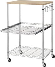 Finnhomy 3-Tier Wire Rolling Kitchen Cart, Food Service Cart, Microwave Stand, - £69.82 GBP