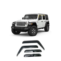 Rain Guards for Jeep Wrangler Unlimited 2018-2022 (4PCs) Black Tape-On Style - £104.47 GBP