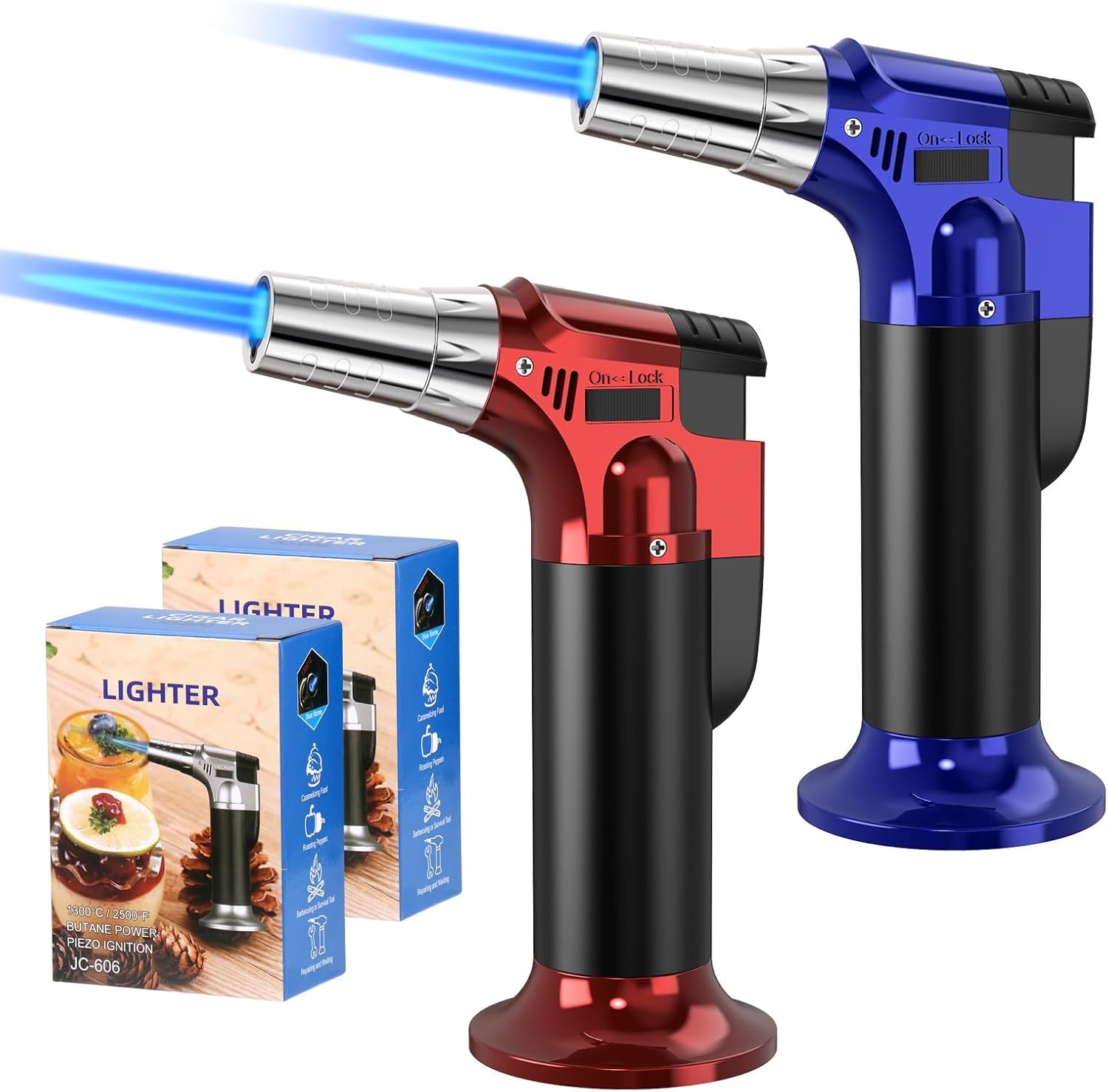 Two-Piece Torch Lighter Set, Refillable Butane Torch For Cooking,, And C... - $35.98