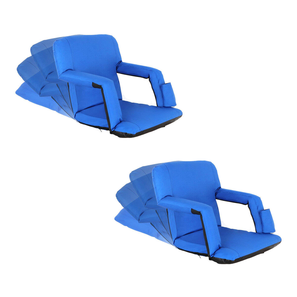 Set Of Two Stadium Seat Portable Bleachers Cushion With Shoulder Straps - Blue
