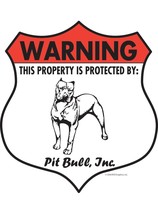 Warning! Pit Bull - Property Protected Dog Aluminum Sign - Badge Shape - £11.34 GBP