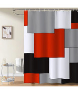 Modern Geometric Squares Poly Fabric Shower Curtain With Hooks, 71&quot; x 71... - £14.77 GBP