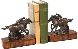 Bookends Bookend EQUESTRIAN Lodge Horse Photo Finish Chocolate Brown Resin - £258.80 GBP